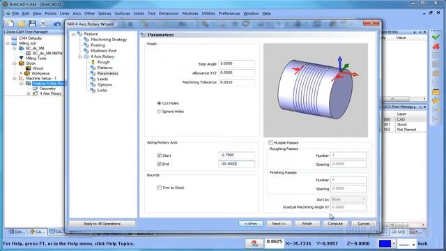 4 Axis Rotary Toolpath for 3 Axis Axe Handel BobCAD CAM V28 4 Axis Standard смотреть онлайн
