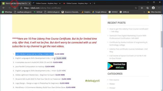 Udemy free certificate course in Hindi without promo code|how to get free course @OurBestSolution смотреть онлайн