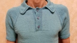 ФУТБОЛКА ПОЛО МУЖСКАЯ СПИЦАМИ РЕГЛАНОМ СВЕРХУ. РОСТОК. МАСТЕР-КЛАСС. ЧАСТЬ 3.