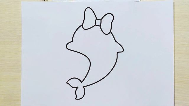 Dolphin with a Bow | Sea Animals | How to Draw Sea Animals смотреть онлайн