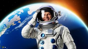Футаж Космонавт на фоне земли