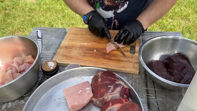 |Шашлык из 5 видов мяса на одном шампуре| Мясное ассорти в бараньей жировой сетке