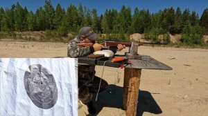 Пристрелка карабина Байкал 145, лось 308 win, магазин на 5 патронов.