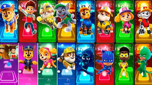 PAW Patrol - Ryder 🆚 Chase 🆚 Skye 🆚 Rubble🆚 Marshall 🎶 Tiles Hop EDM Rush смотреть онлайн