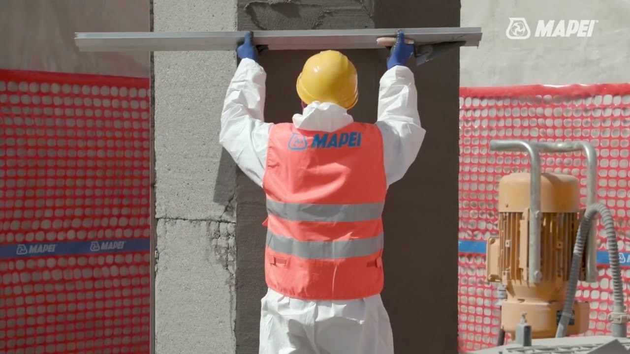 Механизированное нанесение ремонтной смеси MAPEGROUT430 смотреть онлайн