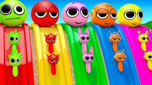 Игра со слайдами с невероятной коробкой, Спрунки, Пинки, Орен, Лайм, Радди, Саймон, 3d-игра