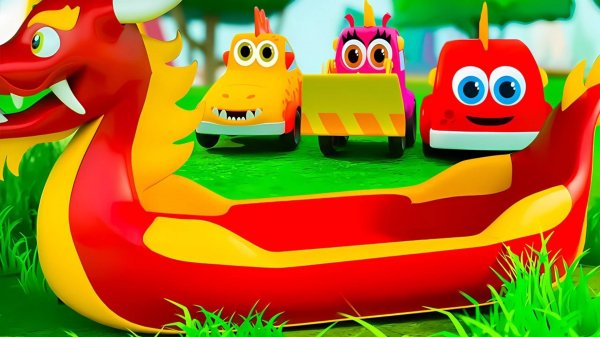 Мокасы устроили гонки в воде на лодках-драконах!  Мультики про Машинки Мокас для малышей