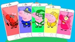 Джордж из мультика Свинка Пеппа. Учим цвета. Разноцветные айфоны