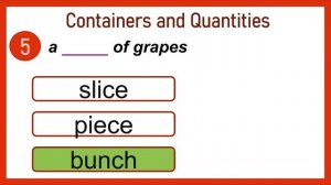 English Containers and Quantities Quiz