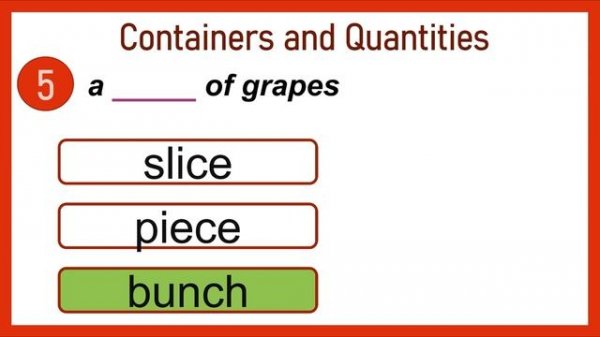 English Containers and Quantities Quiz