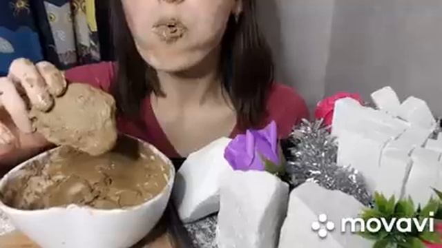 Mukbang| Big Chalk From Mountain Russia And Wet Mud