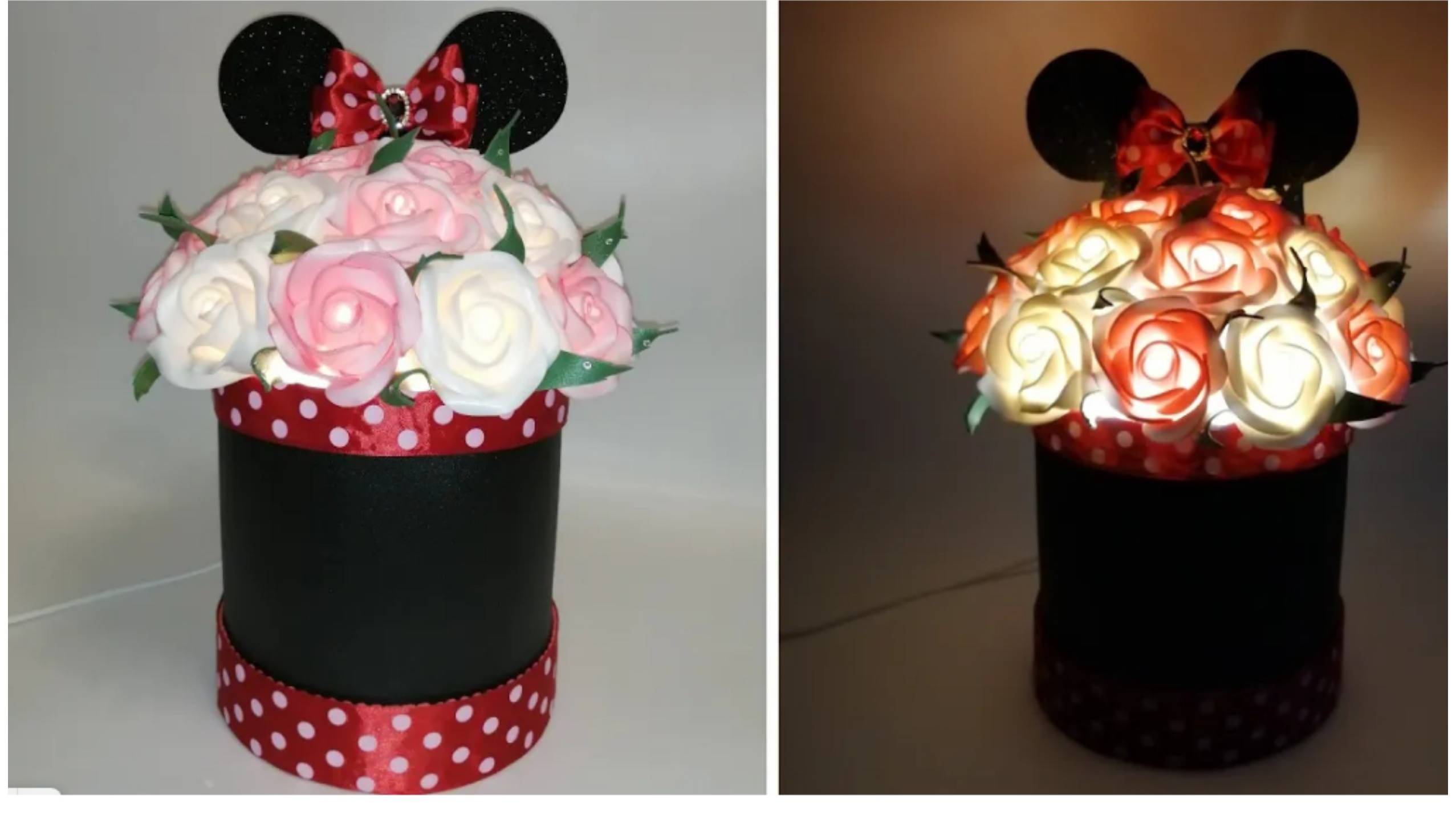 МК Букета роз в шляпной коробке._Микки Маус_.светильник из изолона. смотреть онлайн