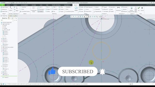PTC Creo Part Modeling Exercise | Creo Parametric Tutorial - Crown Handle смотреть онлайн