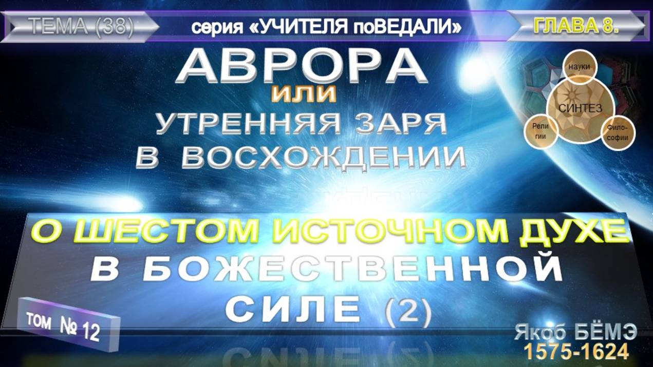 (12)АВРОРА (Утренняя ЗАРЯ в Восхождении)-О ШЕСТОМ ИСТОЧНОМ ДУХЕ В БОЖЕСТВЕННОЙ СИЛЕ-Бёмэ (1575-1624) смотреть онлайн
