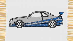 Как нарисовать Skyline R34 I шаг за шагом