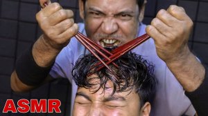 Chopsticks Head Massage ASMR ｜ Intense Hair Cracking, Scalp Scratching,Neck Cracking by Asim Barber