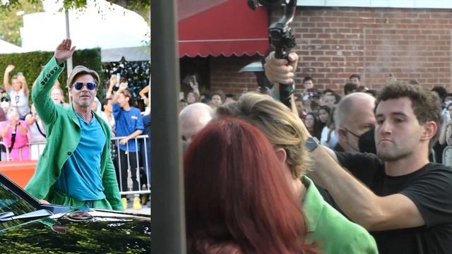 Brad Pitt A Colorful Green Suit Bullet Train Premiere Screaming Fan Red Carpet in Los Angeles. смотреть онлайн