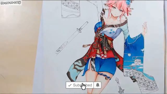Drawing anime kimono #2 | Colored pencil | 女性アニメ着物を描く| Vẽ nữ Anime Kimono dễ thương смотреть онлайн