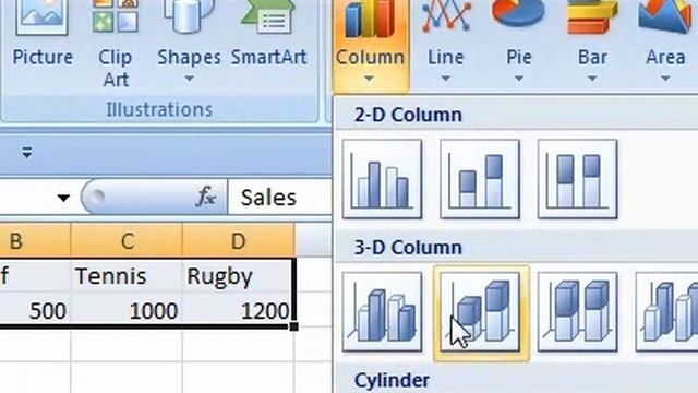 How to insert a 3D column chart into a workbook смотреть онлайн