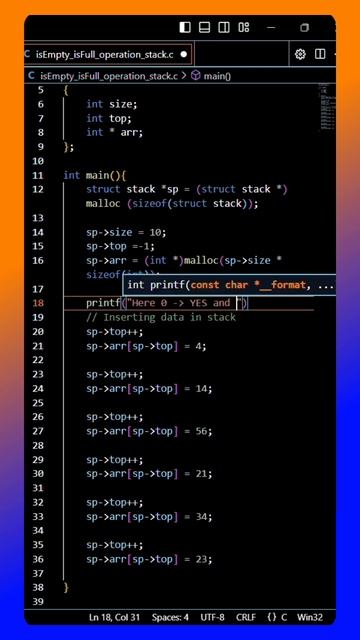#dsa isEmpty and isFull operation on stack using c #c #stackusingc #stackusingarray смотреть онлайн