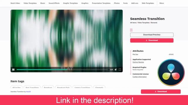 Seamless Transitions DaVinci Resolve Video Templates