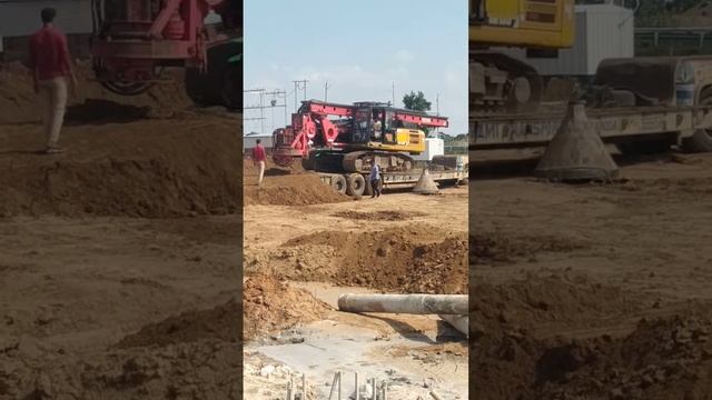 sany rig machine unloadin in piling side смотреть онлайн