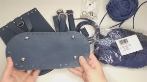 Рюкзак из полиэфирного шнура и кожаной фурнитуры  Вязание крючком