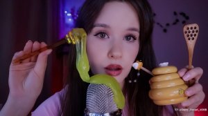 АСМР МУРАШЕЧНЫЕ ЗВУКИ РТА и ВИЗУАЛЬНЫЕ ТРИГГЕРЫ Медовые ложечки Слайм