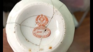 Как склеить фарфоровую чашку? Пример на чашке Фарфортрест 1924-1930 годов