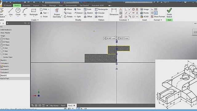 Autodesk inventor problem 2 in | Isometric view | Technical drawing | Engineering drawing смотреть онлайн