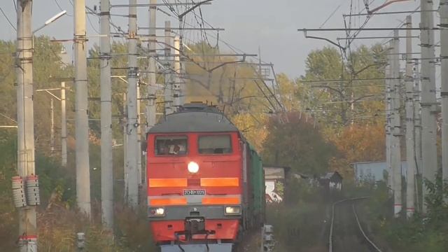 [90x] Прибытие тепловоза 2ТЭ116К - 1029 с грузовым поездом