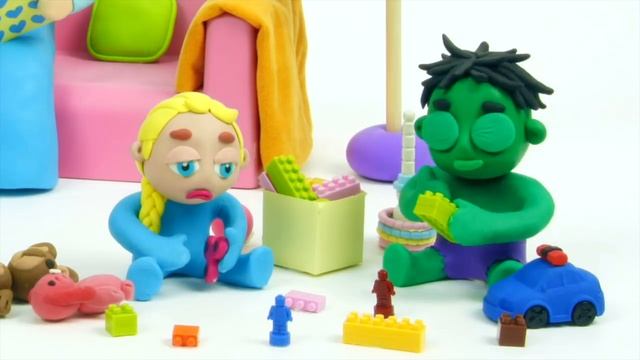 DibusYmas Princess Lola Deep Sleep 💕Superhero Play Doh Stop Motion Cartoons For Kids