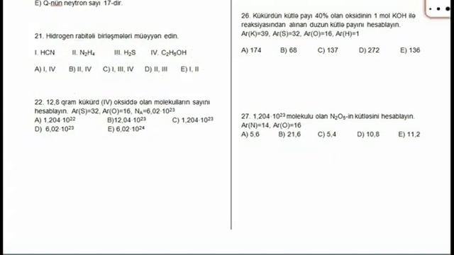 MİQ Və Sertifikasiya  Kimya Fənni  Mövzu Sınaq Imtahanı 1 13 12 20
