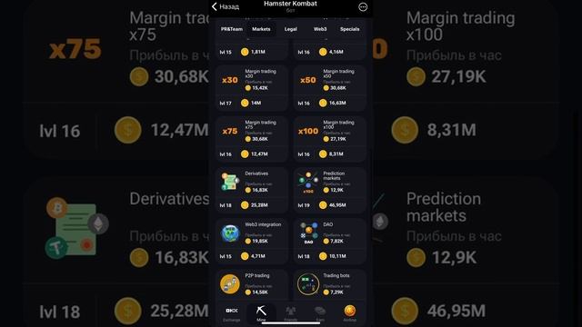Как открыть NFT Marketplace? Как открыть margin trading x 100? Обзор карт Hamster Kombat смотреть онлайн