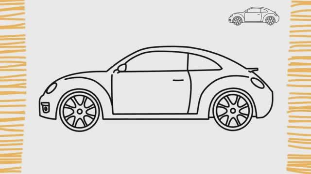 Как нарисовать машину Volkswagen New Beetle I шаг за шагом смотреть онлайн