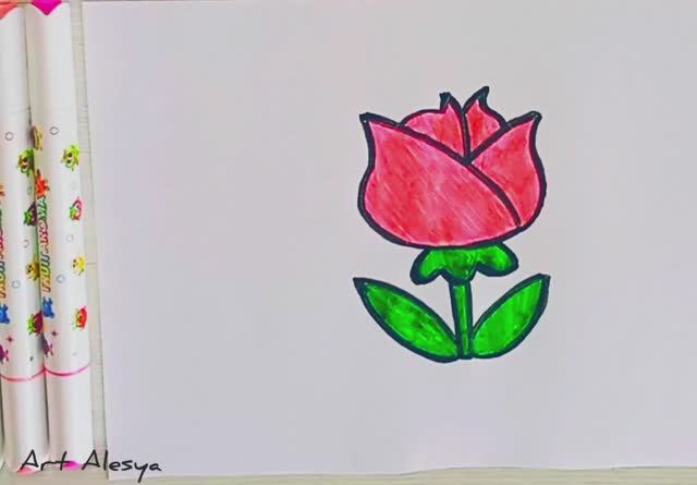 Как очень просто нарисовать розу! Справиться каждый, даже ребенок! Простые рисунки для детей!🌹 смотреть онлайн