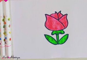 Как очень просто нарисовать розу! Справиться каждый, даже ребенок! Простые рисунки для детей!🌹