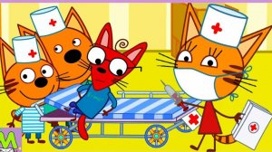 Мультик ТРИ КОТА играют в доктора с друзьями. Три кота прививка. Три кота новые серии. Мультфильм