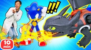 Соник и Наклз упали с дракона, а Человек Паук стал Веномом! Игры в больничку для детей с Доктором Ой