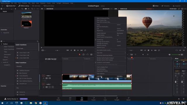 DaVinci Resolve как отделить аудио от видео дорожки смотреть онлайн