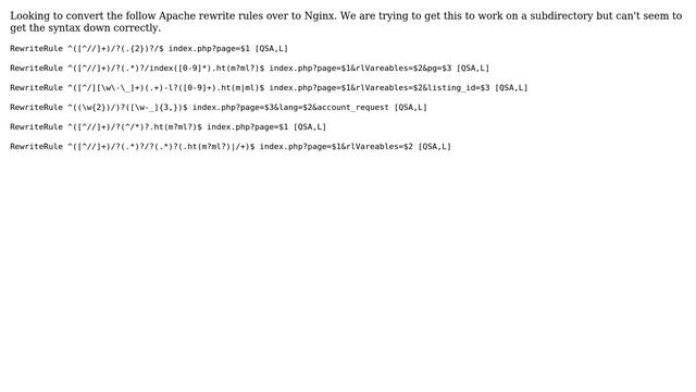 DevOps & SysAdmins: Rewrite rule conversion help - Apache to Nginx смотреть онлайн