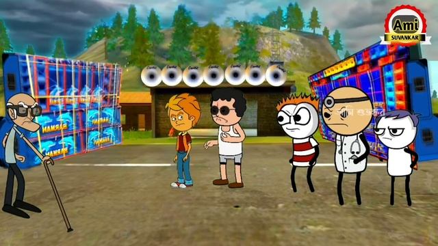 power music vs barman music | dj competition cartoon | Bangla Freefire funny cartoon video смотреть онлайн