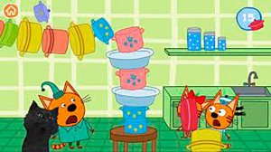 ТРИ КОТА ПОМОГАЕМ МАМЕ СКЛАДЫВАТЬ ПОСУДУ С ГОВОРЯЩИМ СУПЕР КОТОМ ИГРА для ДЕТЕЙ Развивающие игры