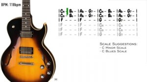 Rocking Shuffle Blues Backing Track in Cm