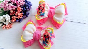 Красивые бантики из репсовой ленты с сублимацией своими руками для маленьких девочек. Очень красиво
