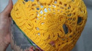 Ажурная шапочка крючком . Летняя шапочка крючком . Шапочка. Ирландское кружево .