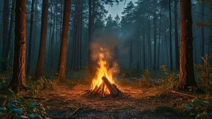 Потрескивающий костер с воем волков. Мурашки по коже