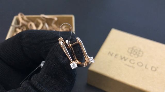 !Серьги 096325 из красного золота 585 пробы с фианитами смотреть онлайн