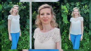 Кофточка спицами с красивой ажурной кокеткой./Подробный МК