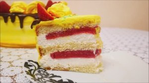 Бисквитный торт КЛУБНИЧКА торт с клубникой Украшение тортов фруктами , безе ,кремом